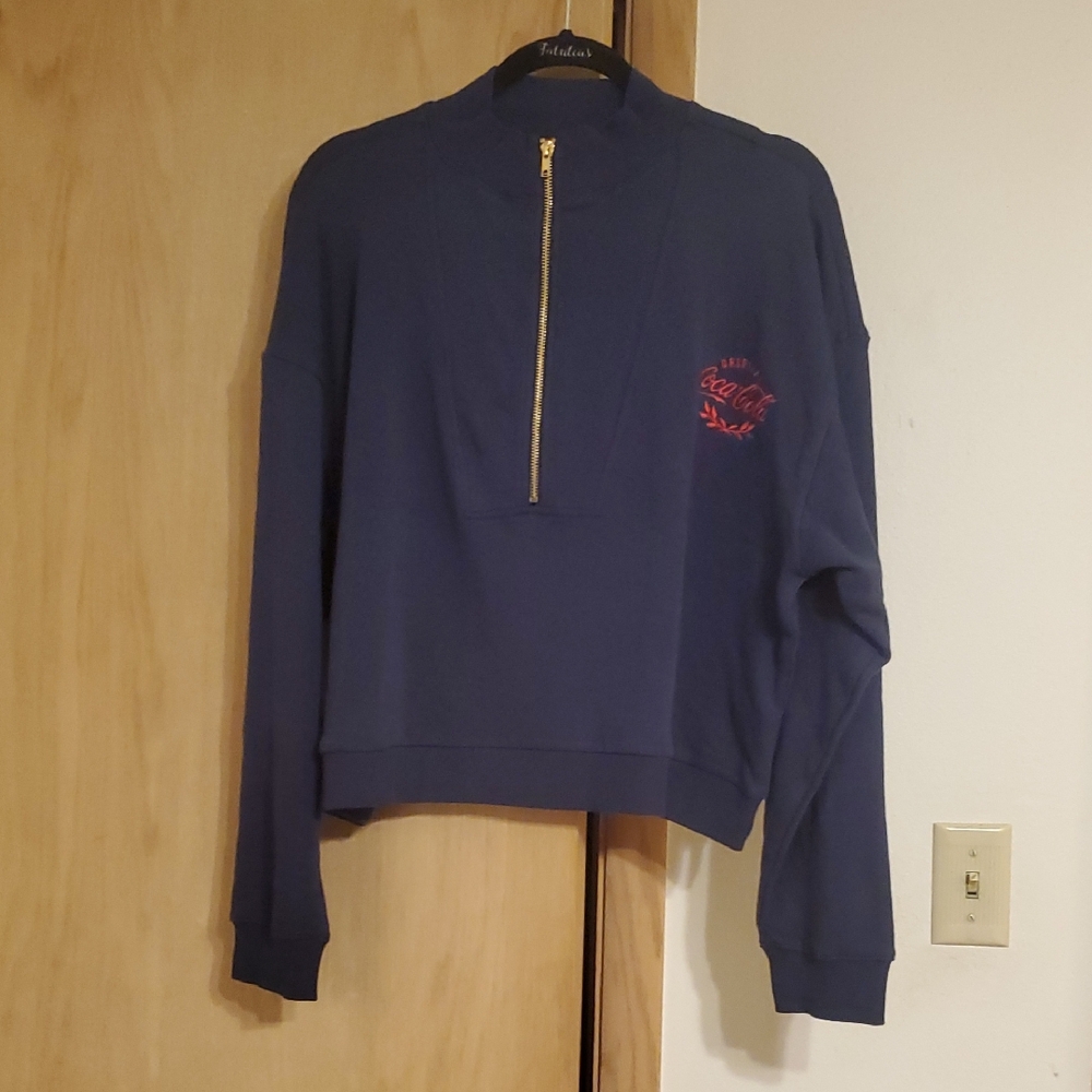 Chaser Blue Quarter-Zip Sweatshirt w/Red Embroidery